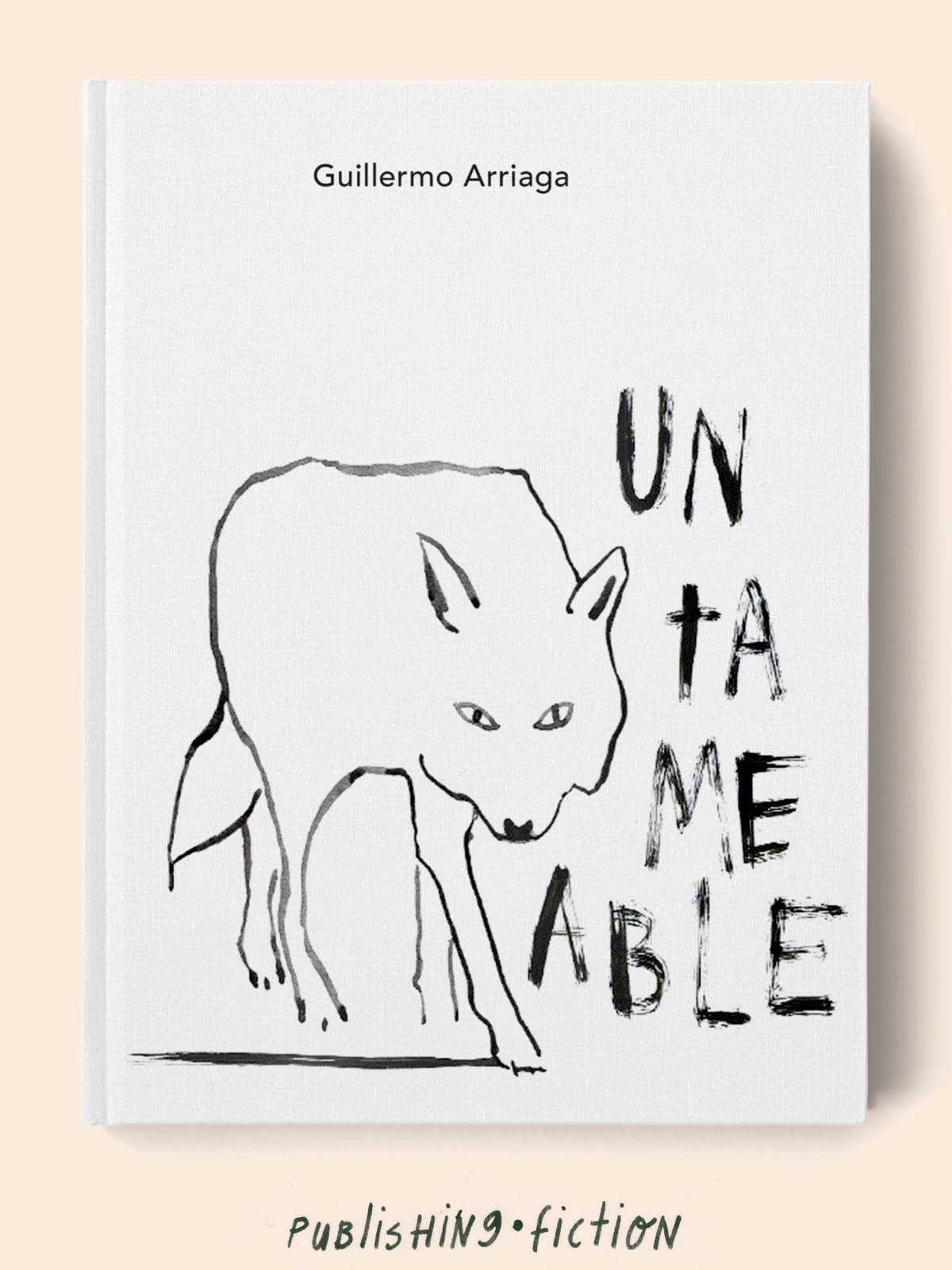 Minimalist black-and-white book cover with a wolf drawing and expressive handwritten typography.