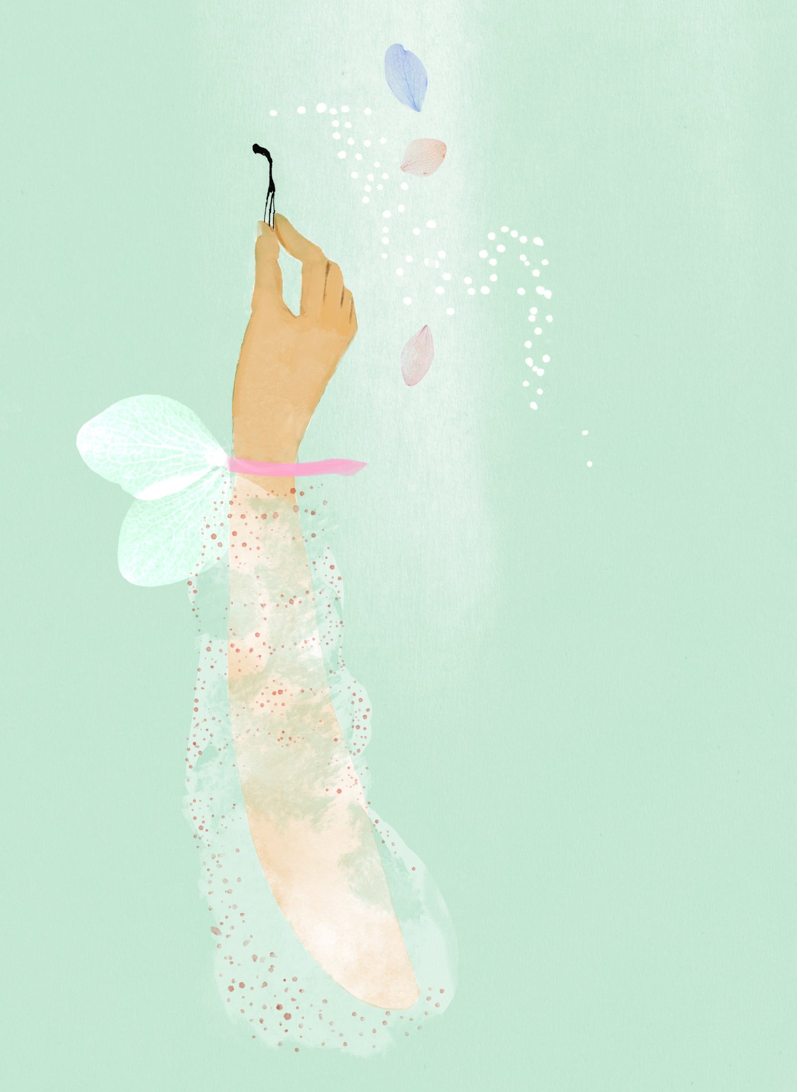 een elegante hand met opgebrande lucifer