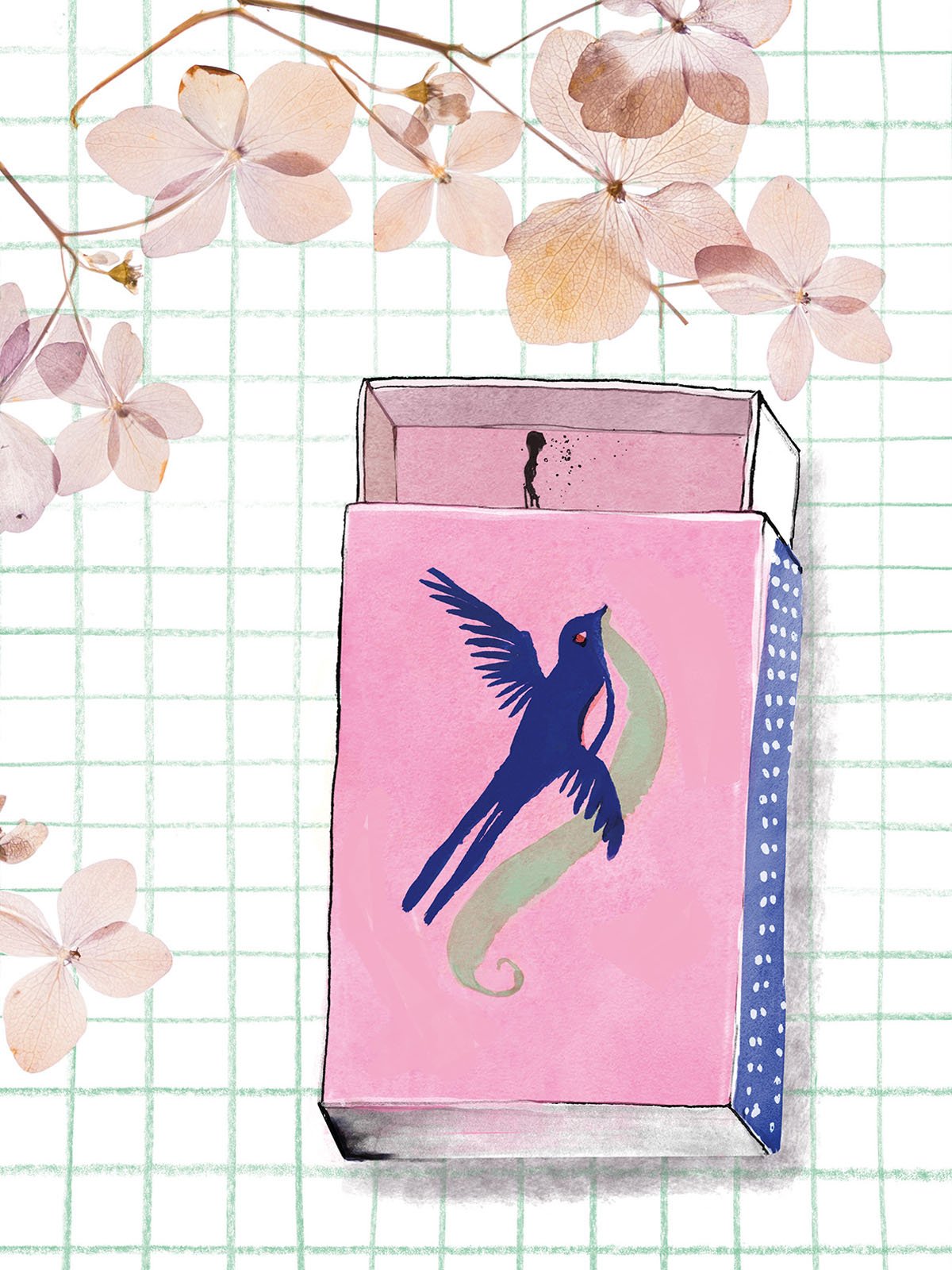 a matchbox with one used match left