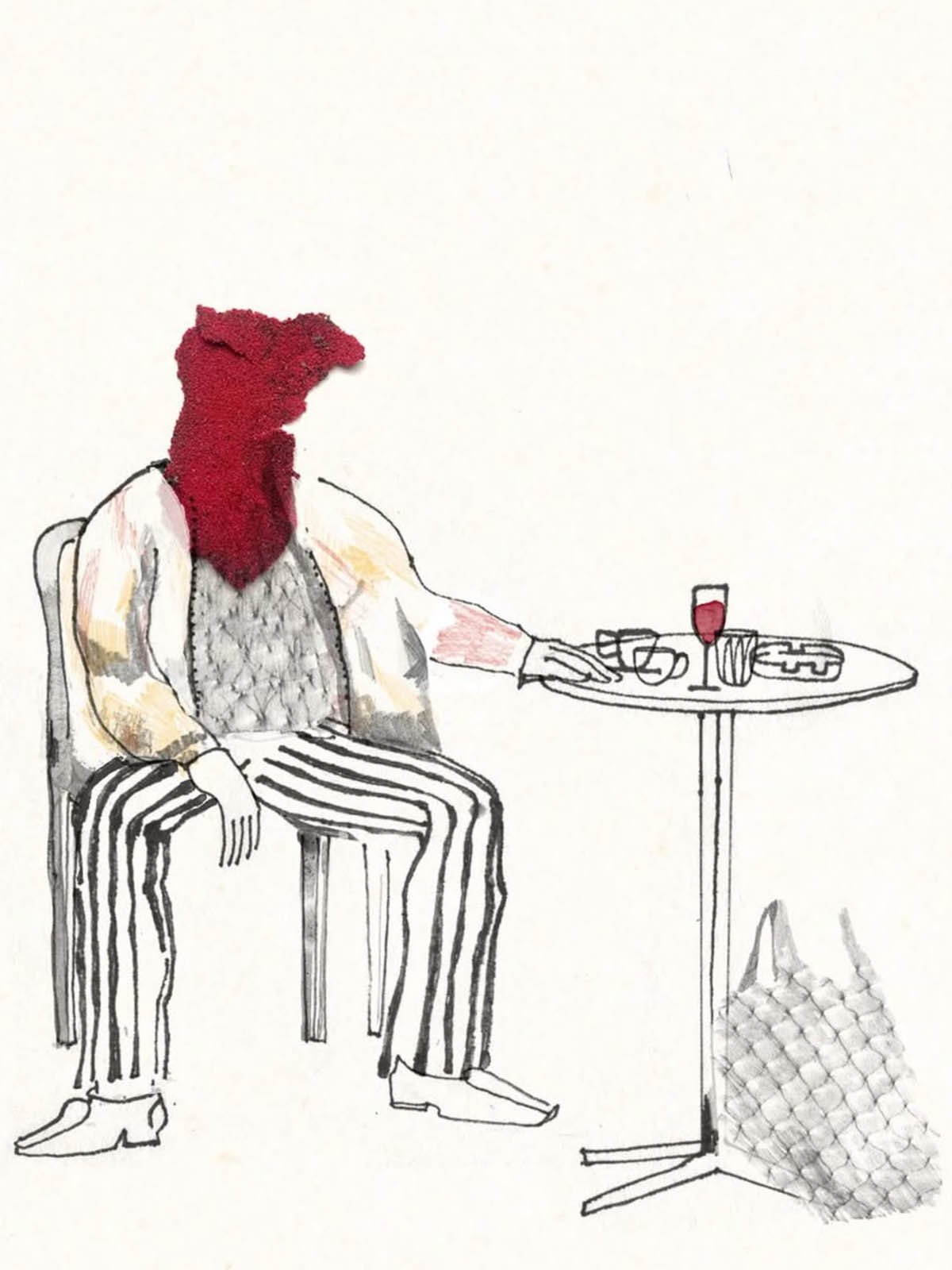 illustration of a cigarette in an ashtray, with blue smoke forming negative spaces of houses