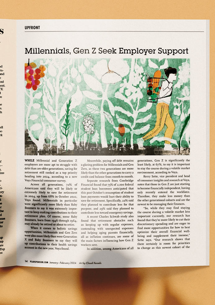 magazine open to show illustration GenZ<br />
